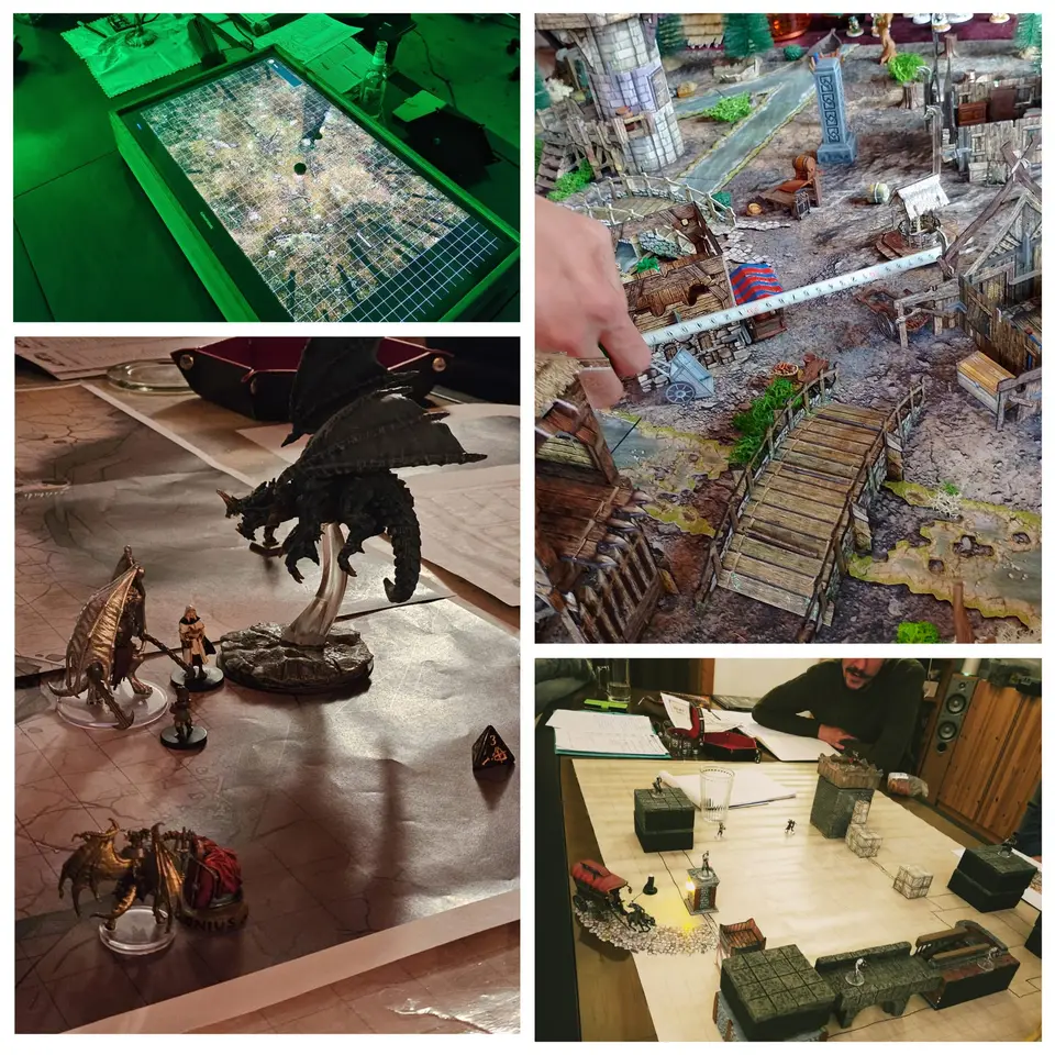 Mehrere Personen spielen das Brettspiel Heroes of Might and Magic 3 auf einem großen Besprechungstisch im Vereinshaus.